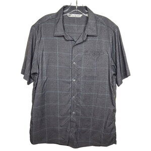 Travis Mathew grey teal plaid short sleeve button down shirt - large